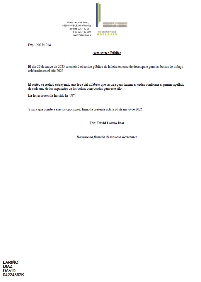 acta sorteo letra 2025