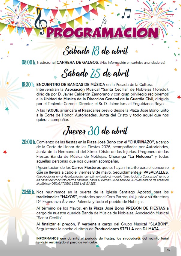 programación abril fiestas locales nobleas