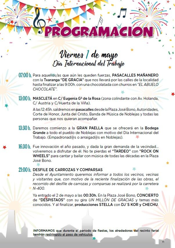 programación mayo fiestas locales nobleas