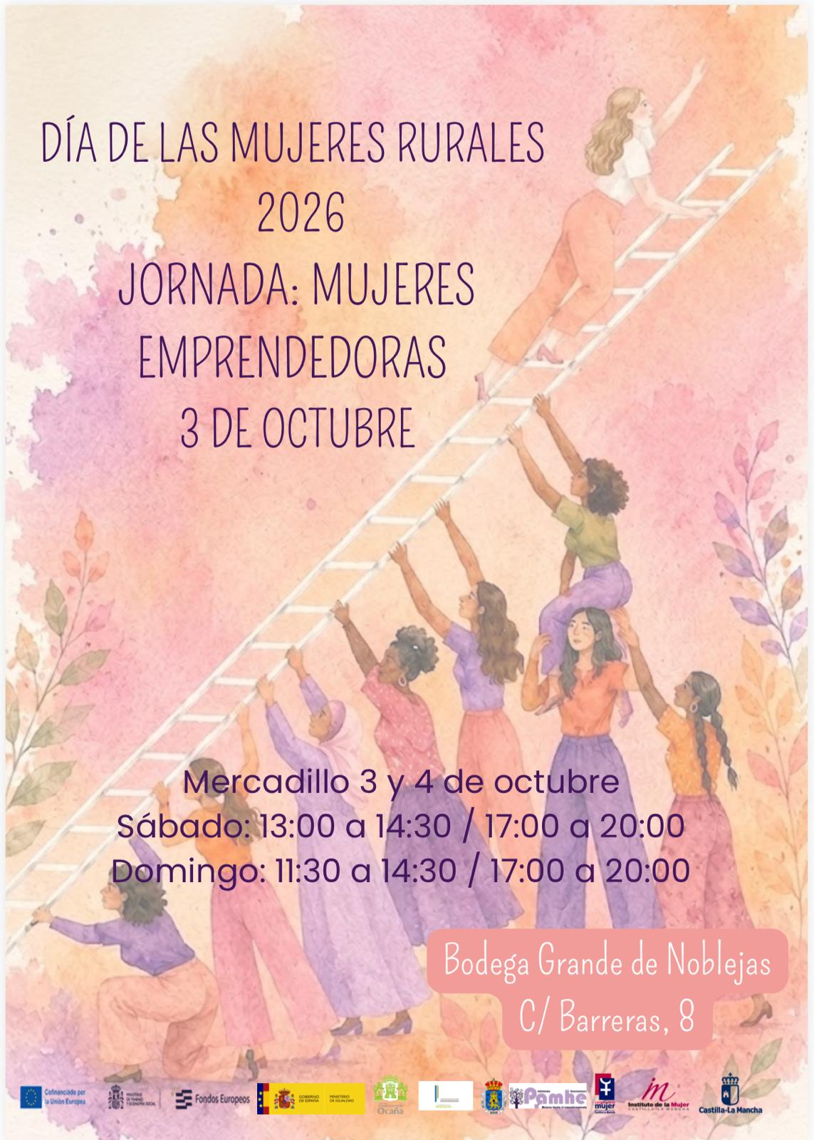 Cartel del Día de las Mujeres Rurales 2026 y del I Mercadillo de Mujeres Emprendedoras en Noblejas