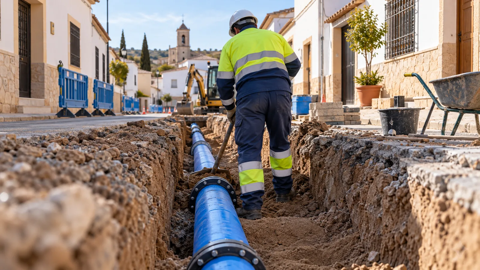 Trabajos de mejora en la red de abastecimiento de agua potable de Noblejas